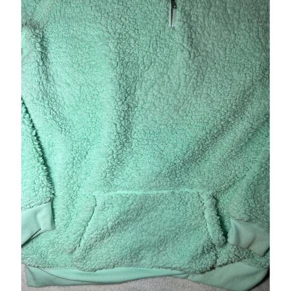 NO BOUNDARIES Womens Aqua Sherpa Fleece Quarter Zip Sweatshirt Mock Neck Size XL - Picture 7 of 8